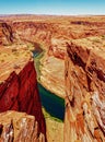 Panoramic view. Horseshoe Bend and Colorado river. Panoramic Horeseshoe Bend. Royalty Free Stock Photo