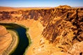 Panoramic view. Horseshoe bend in Grand Canyon National Park. Travel Lifestyle adventure vacations concept. Royalty Free Stock Photo