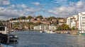Panoramic view of Hotwells and Clifton from Bristol Docks, Bristol, England, UK Royalty Free Stock Photo