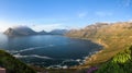 Panoramic view on Hout Bay from the scenic road of ChapmanÃ¢â¬â¢s Peak Drive Royalty Free Stock Photo