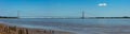 Panoramic view of The Humber Bridge, near Kingston upon Hull, East Riding of Yorkshire, England, UK Royalty Free Stock Photo