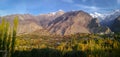 Panoramic view of Hunza valley in autumn. Gilgit Baltistan, Pakistan. Royalty Free Stock Photo