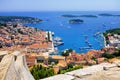 Panoramic view of Hvar town from the Spanish Fortress in Croatia Royalty Free Stock Photo