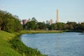 Panoramic view of Ibirapuera Park (Parque do Ibirapuera) with the obelisk of Sao Paulo