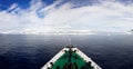 Panoramic view from icebreaker in Antarctica