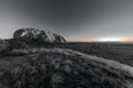 A panoramic view of the iconic scotty rock at sunset, illuminated Royalty Free Stock Photo