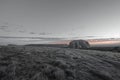 A panoramic view of the iconic scotty rock at sunset, illuminated Royalty Free Stock Photo