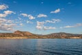 Panoramic view of idyllic summer landscape in the Canada with clear mountain lake background Royalty Free Stock Photo