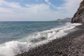 Garajau - Panoramic view of idyllic volcanic black stone beach of Praia Garajai, Canico, Madeira island, Portugal, Europe Royalty Free Stock Photo