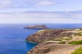 Panoramic view of `Ilheu de Ferro` Iron Island in Porto Santo Portugal from `Miradouro das Flores`