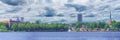 Panoramic view of the Vaxjo city in Sweden with lake and city center Royalty Free Stock Photo