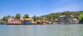 Panoramic view of the imperial Summer Palace with Kunming Lake and the famous Marble Boat in Beijing, China Royalty Free Stock Photo