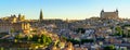 Panoramic view of the impressive medieval city of Toledo at dawn. Royalty Free Stock Photo