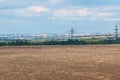 Panoramic view of the industrial city on the horizon