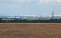 Panoramic view of the industrial city on the horizon