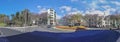 Panoramic view at the Infante D. Henrique or rotunda do Infante roundabout and Calouste Gulbenkian Avenue, on Funchal downtown,