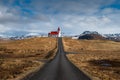 Panoramic view of Ingjaldsholskirkja church in Hellissandur, Iceland. Incredible Image of Icelandic landscape and