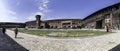 Panoramic view of the courtyard of the Sforzesco Castle, Milan, Italy Royalty Free Stock Photo