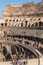 Panoramic view of inside part of Colosseum in city of Rome, Italy