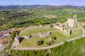 Panoramic view of the interior of the of the castle of Benabarre, Condes de Ribagorza castle, Huesca Aragon spain