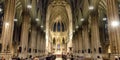 Panoramic view of the interior of St Patrick`s cathedral in New York city. Royalty Free Stock Photo