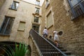 Panoramic view of the interior of Museu Picasso de Barcelona.The museum houses one of the most extensive collections of artworks