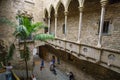 Panoramic view of the interior of Museu Picasso de Barcelona.The museum houses one of the most extensive collections of artworks