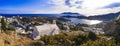 Panoramic view of Ios island. Chora village, Cyclades, Greece