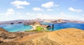 Panoramic view of Isla Bartolome at Galapagos Islands archipelago Royalty Free Stock Photo