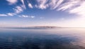 The panoramic view of an island from a dive boat moored at Abu Nuhas in the Red Sea Royalty Free Stock Photo
