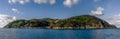 Panoramic view of the Island of Gorgona, Livorno, Italy, from the sea