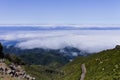Panoramic view of an isolated mountain road above clouds Madeira Island, Portugal Royalty Free Stock Photo