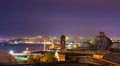 Panoramic view of Istanbul city and Bosphorus at night time from Suleymaniye district. Turkey. Royalty Free Stock Photo