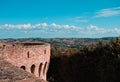 A panoramic view of the italian hills in a sunny day from a tower of a medieval castle Corinaldo, Marche, Italy Royalty Free Stock Photo