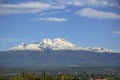 Panoramic view of the Iztaccihuatl volcano in the state of Puebla with snow on a sunny day Royalty Free Stock Photo
