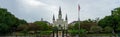 Panoramic view of Jackson Square in New Orleans, Louisiana on a cloudy day Royalty Free Stock Photo