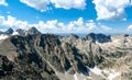 Panoramic view of jagged mountain peaks in a Colorado landscape