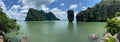 Panoramic view of James Bond Island (Koh Tapu) in Phang Nga Bay, Phang Nga Province, Thailand Royalty Free Stock Photo