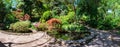 Panoramic view of Japanese garden with lake in botanical garden Georgia Batumi Royalty Free Stock Photo