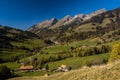 Panoramic view Jaun pass in Simmental, Alps, Switzerland