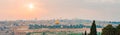 Panoramic view of Jerusalem old city and the Temple Mount during a dramatic colorful sunset Royalty Free Stock Photo