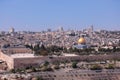 Panoramic view of Jerusalem Old city and the Temple Mount from Mount of Olives Royalty Free Stock Photo