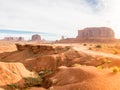 Panoramic view of the John Ford Point Oljato-Monument in the USA  with thin clouds background Royalty Free Stock Photo