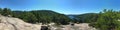 Panoramic view of Jordan Pond from the summit of South Bubble trail in Acadia National Park in Maine, USA Royalty Free Stock Photo