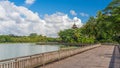 Panoramic view of Kandawgyi lake and park in Yangon city, Myanmar Royalty Free Stock Photo