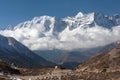 Panoramic view of Kangtega and Thamserku peaks in Nepal Royalty Free Stock Photo