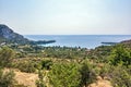 Panoramic view of Kardamyli town, a coastal town located in Messinia, Greece Royalty Free Stock Photo