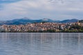 Panoramic view on the Kastoria town and Orestias Lake. Greece Royalty Free Stock Photo