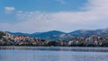 Panoramic view of Kastoria town and Orestias Lake Royalty Free Stock Photo