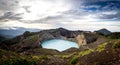 Panoramic view of Kelimutu crater lakes in Kelimutu national par